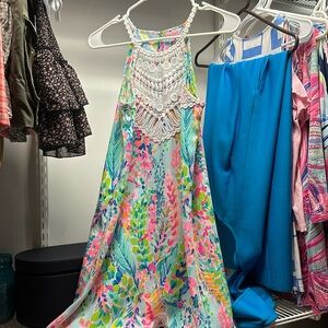 Multicolored dress with Lace Detail at top